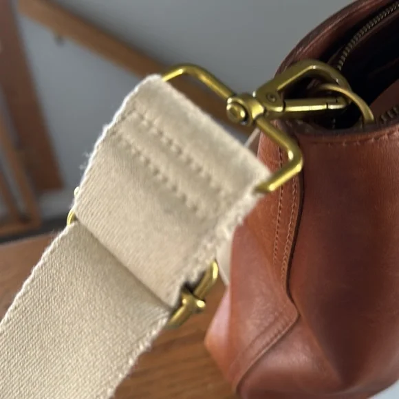 Madewell Top Zip Soft Brown English transport Tote/ Crossbody - Picture 3 of 6